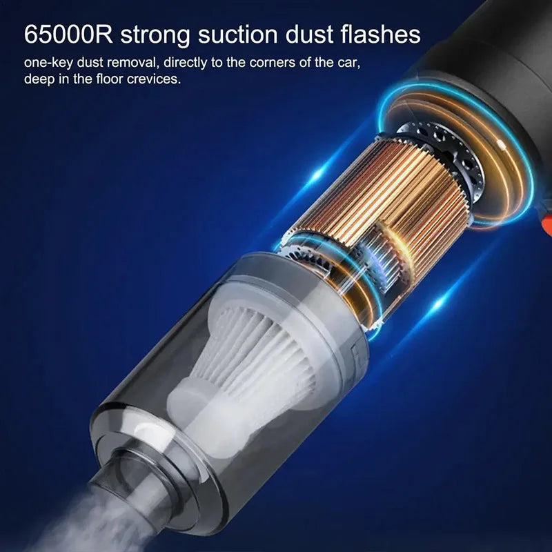 Portable Wireless Car Vacuum Cleaner with 6000Pa Suction Power - Handheld Mini Dust Blower for Home and Vehicle Cleaning