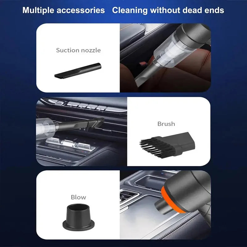 Portable Wireless Car Vacuum Cleaner with 6000Pa Suction Power - Handheld Mini Dust Blower for Home and Vehicle Cleaning